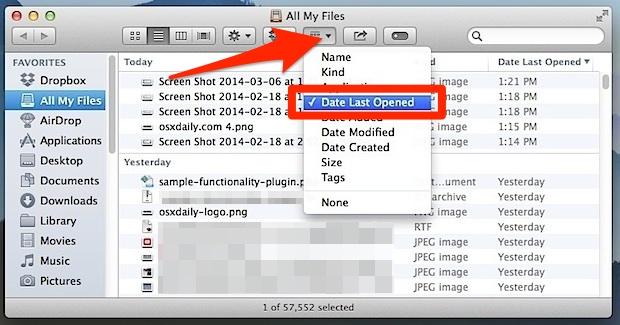 search for last modified files on mac